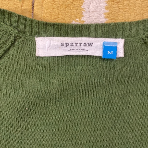 ANTHROPOLOGIE SPARROW M funky front pocketed green cardigan sweater - Picture 4 of 8